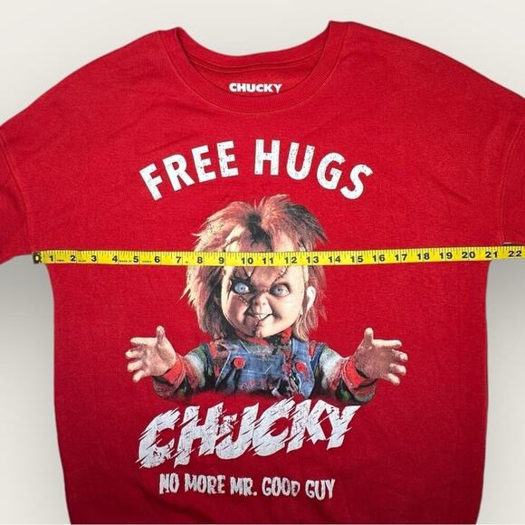 NWT | Chucky | Free Hugs No More Mr. Good Guy Pullover Sweatshirt | Red | Medium - Picture 5 of 7